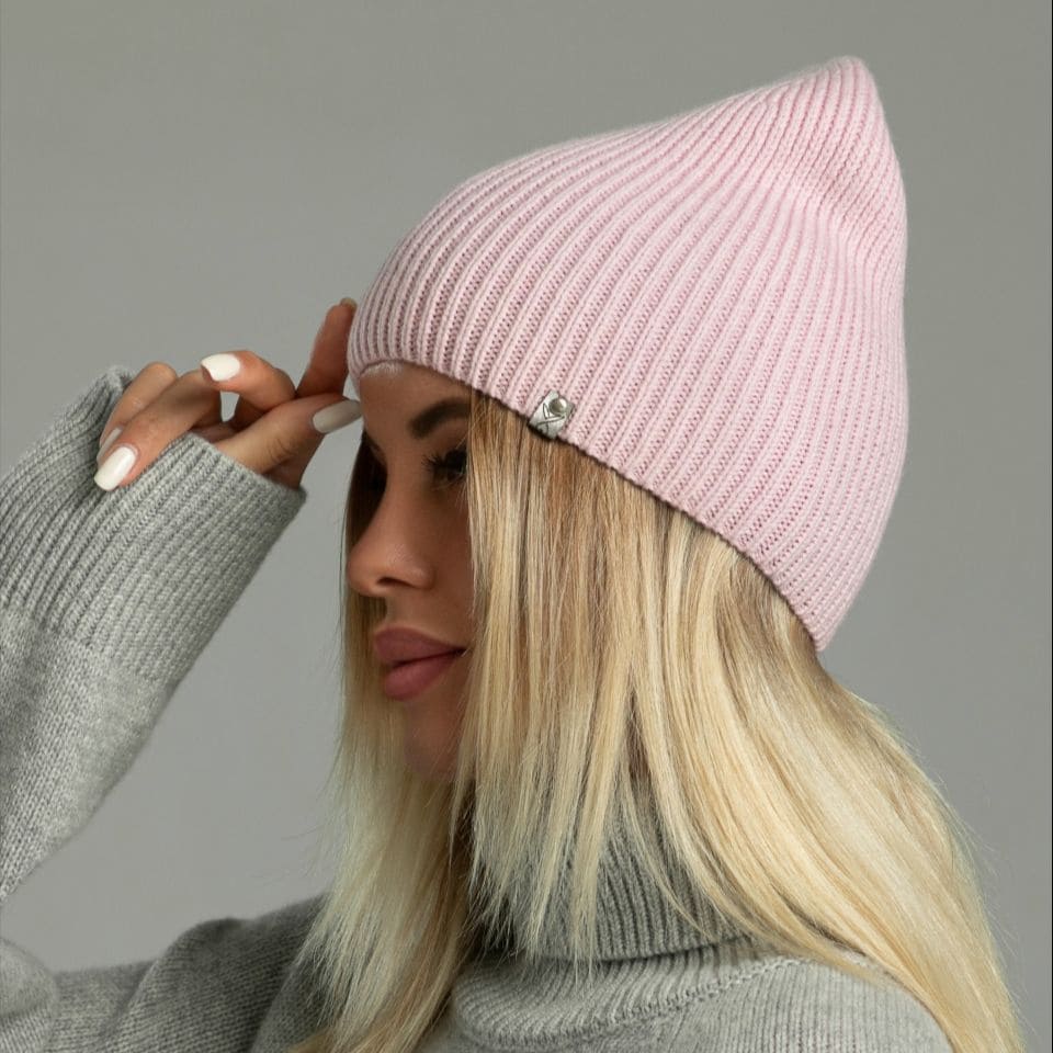 Шапочка из 100% итальянского кашемира (Розовая)