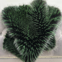 Мех искусственный Енот Премиум, отрез (Зеленый перья, 50х180)
